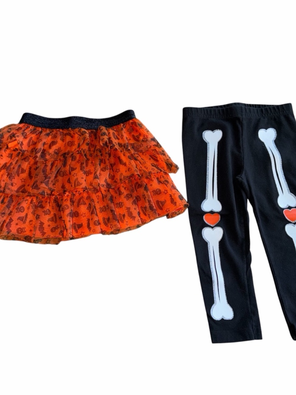 Halloween Toddler Legging Pants & Tulle Tutu Size 2T Black And Orange